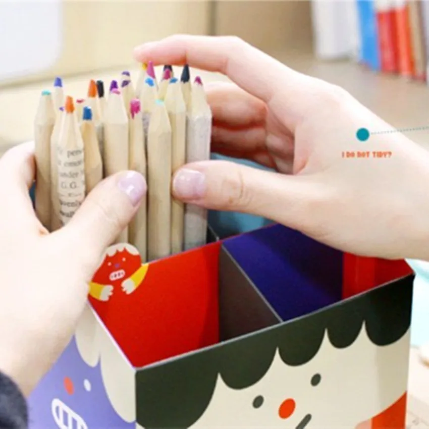 1 шт. креативный DIY бумажный пенал чехол держатель 4 квадрата Настольный ящик для