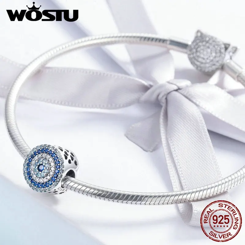 WOSTU 2019 хит продаж 925 пробы серебряный браслет Samsara Eye амулеты из бисера подходит