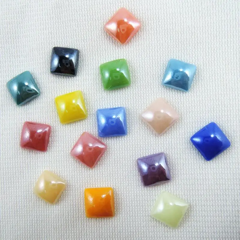 Новые 8 мм смешанные стеклянные бусины квадратной формы с плоской задней частью
