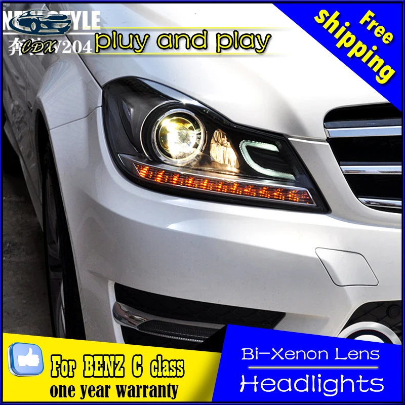 Фара Для 2011 2014 Benz C class W204 C180 C200 C260 ПРИВЕЛО фар с би ксеноном объективе проектора и