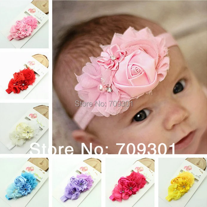 

20Pcs/lot, Chiffon Flower Baby Headband,Stretchy Nylon Girls Hairband,Cluster Flower Children Headwraps,Kids Hair Accessoires