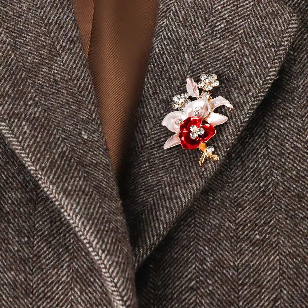 3D Элегантный Кристальный цветок брошь на булавке для воротника корсаж Золотая