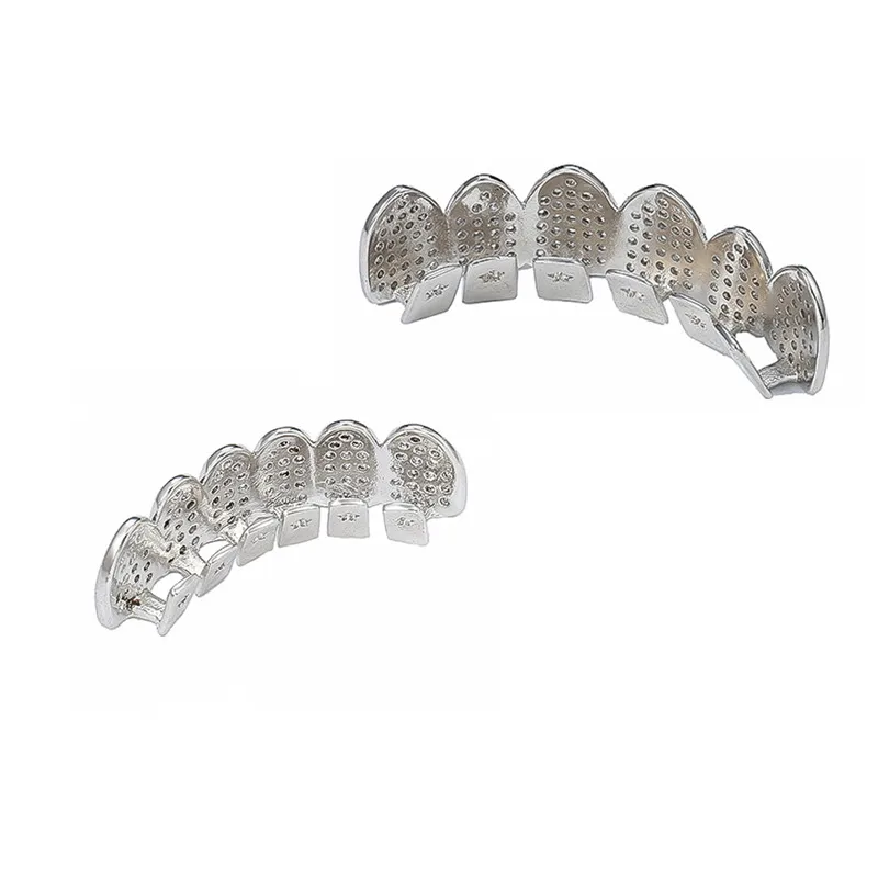 Хип-хоп ЗУБЫ Grillz Iced Out AAA циркон Топ и низ зуб набор для мужчин и женщин подарки 2 цвета модные Grillz ювелирные изделия