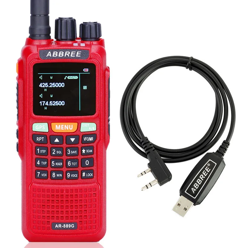 ABBREE AR-889G рация 889 г 10 Вт gps SOS мощный 10 км дальний дуплексный ретранслятор двухдиапазонный охотничья ветчина двухстороннее радио - Цвет: add usb cable