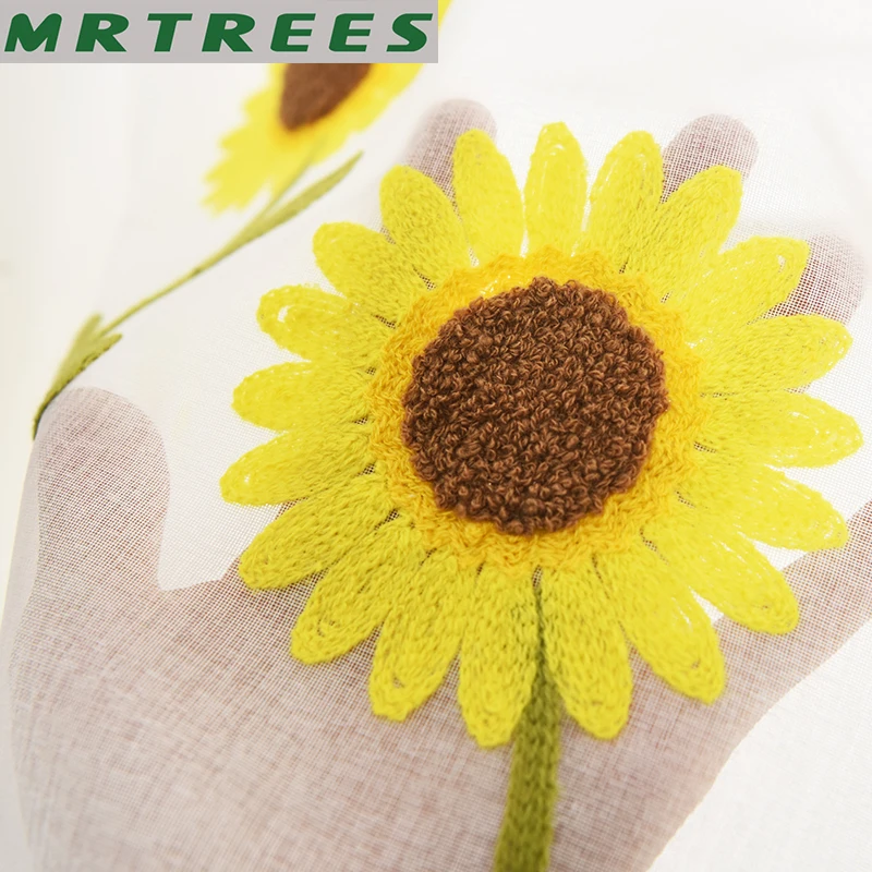 Прозрачные тюлевые Короткие шторы с подсолнухами для гостиной кухни балдахина