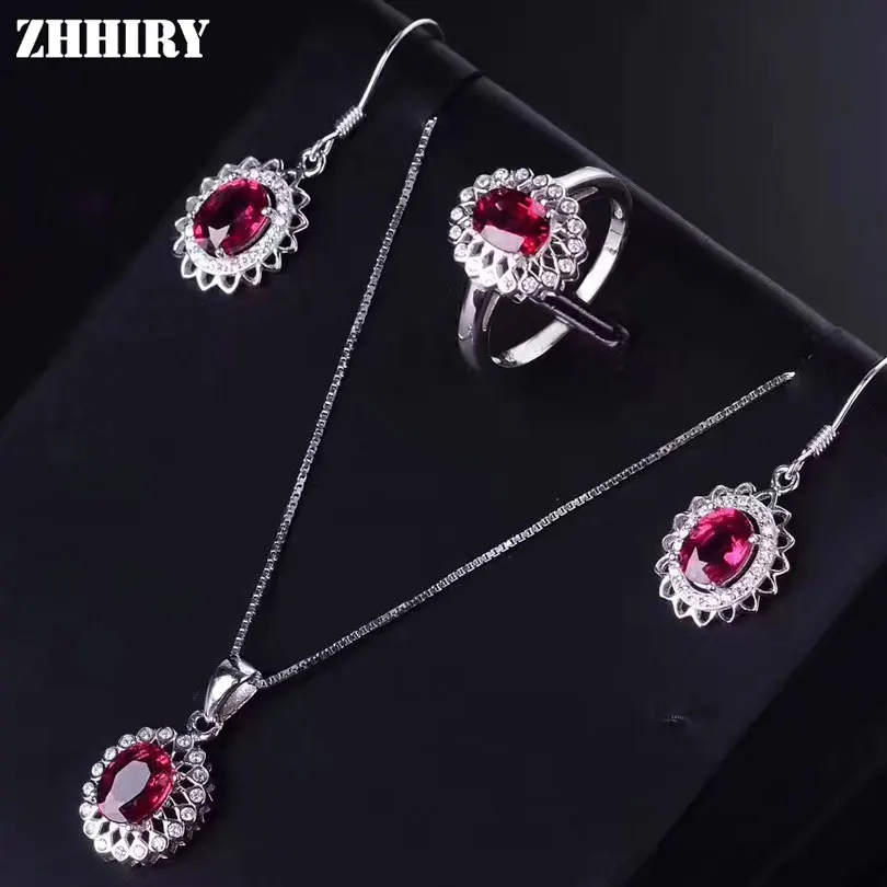 

Женский Ювелирный Комплект ZHHIRY, кольцо, серьги, подвеска, цепочка