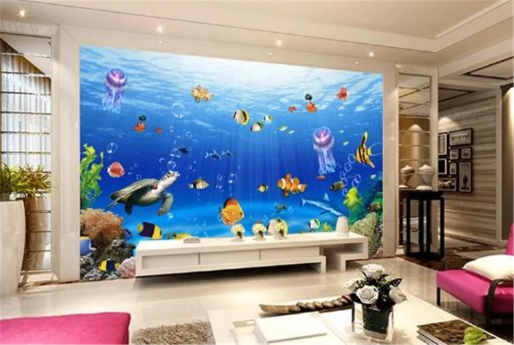 Изысканные обои подводный мир черепаха тур 3d морской пейзаж для гостиной фоновое