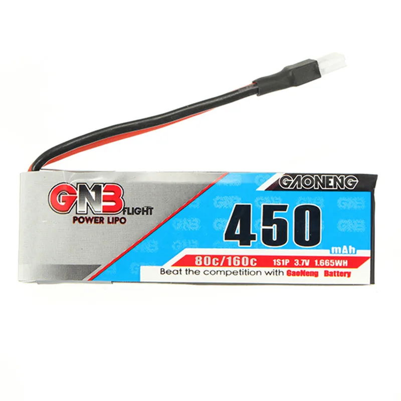 Gaoneng GNB 3.7V 450mAh 1S 80C 160C Lipo Battery Rechargeable For RC Models Quadcopter Power Charging With White Plug Connector | Игрушки и