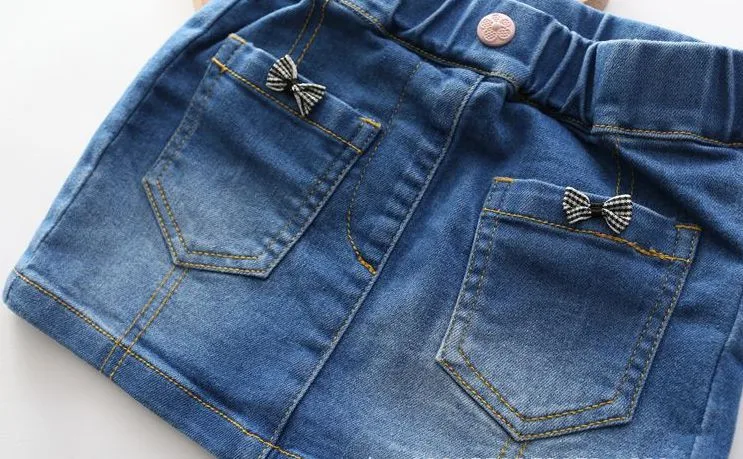 Новые летние однотонные джинсовые юбки для маленьких девочек милые мини детская