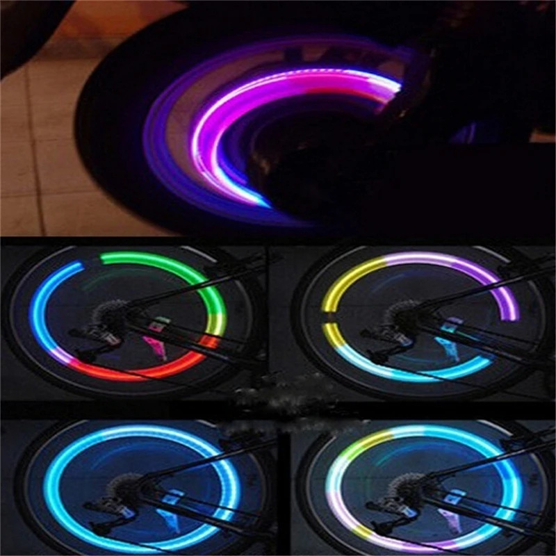 

2x Motor Bike Car Skull Tire Tyre Wheel Rainbow Color Valve Stem Caps LED Flash Light Lamp