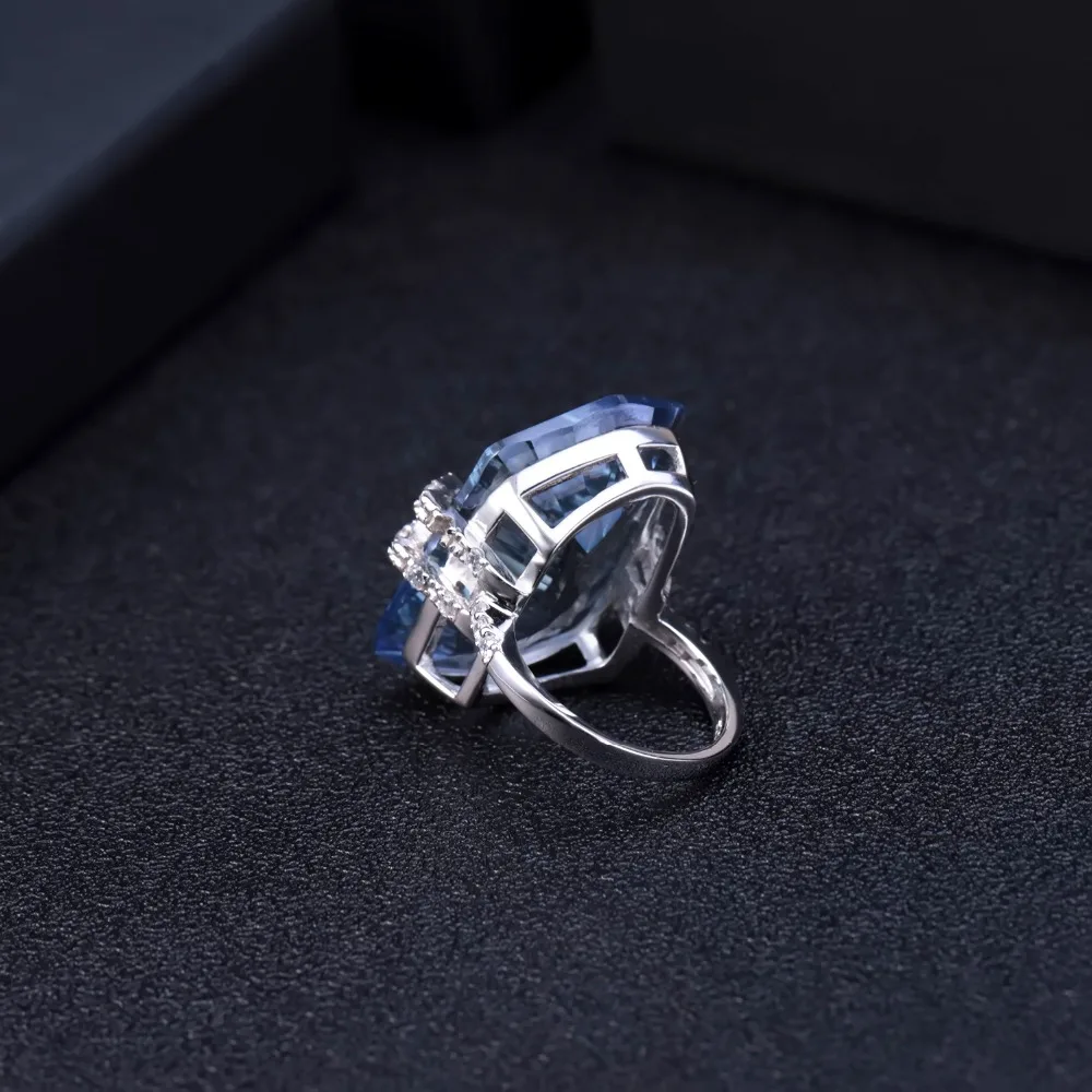 Gem's балет 5.21Ct Нерегулярные натуральный иолит синий мистический кварцевый камень кольца женские 925 пробы серебряные Коктейльные ювелирные изделия