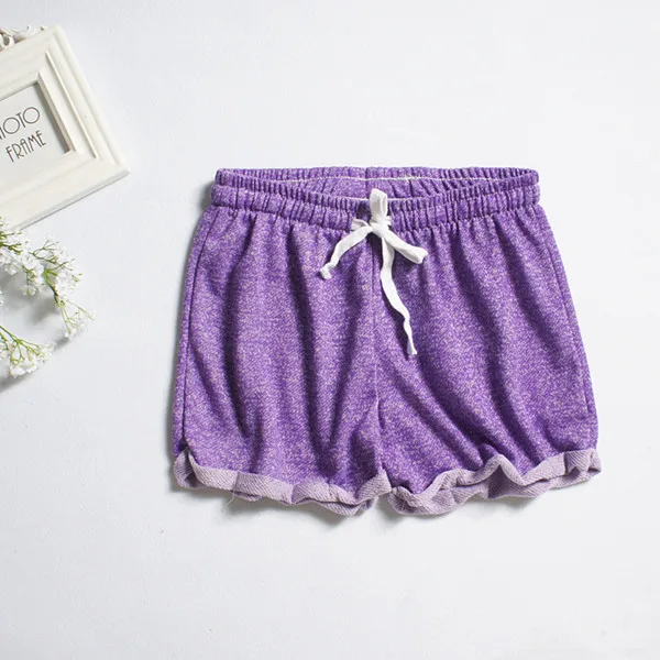purple Женские пижамные штаны летние новые хлопковые Пижамные штаны с завязками Шорты для сна фиолетовые/розовые Пижамные брюки Q349 - Цвет: purple