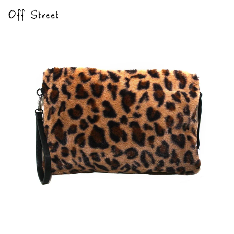 Для женщин искусственного меховые сумочки Leopard Женская сумка Роскошные