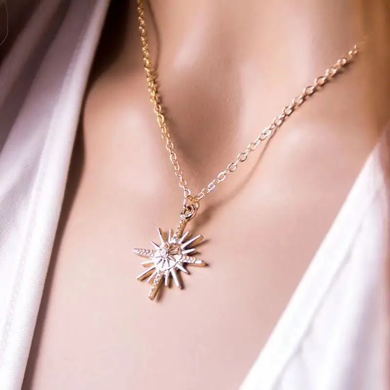 Геометрическая подвеска в форме солнца ожерелье для женщин креативная звезда