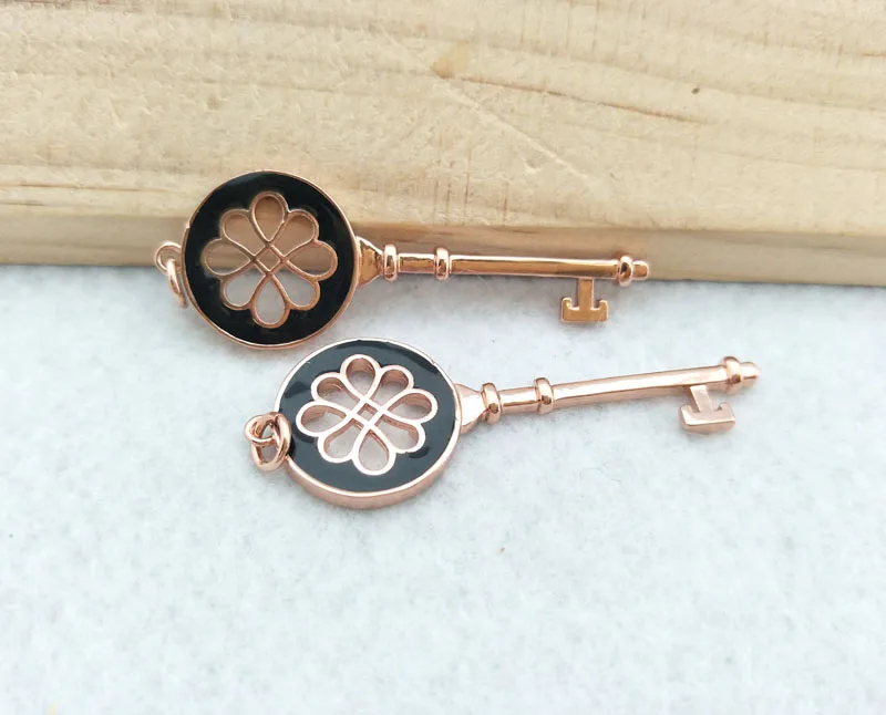 10 Pcs Key shaped Charm Jewelry CZ zircon Stone Micro pave Pendant women Finding DIY necklace making PD820 | Украшения и