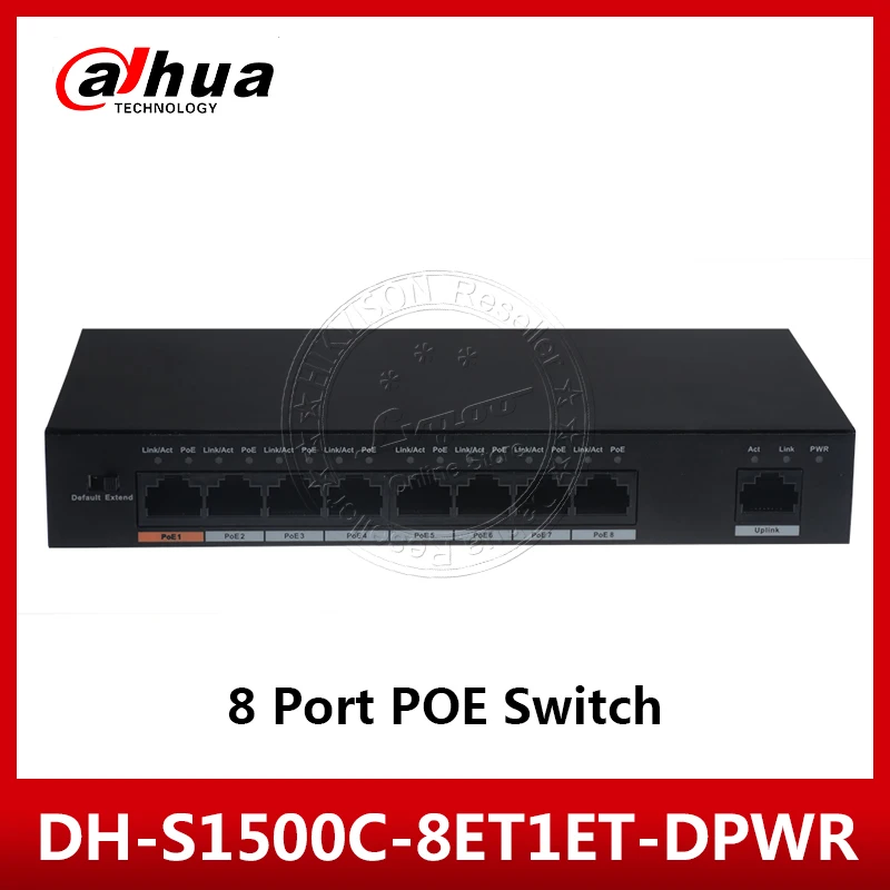Dahua DH-S1500C-8ET1ET-DPWR с логотипом PoE Switch 8CH Ethernet power Switch Поддержка 802.3af 802.3at POE+ Hi-POE power