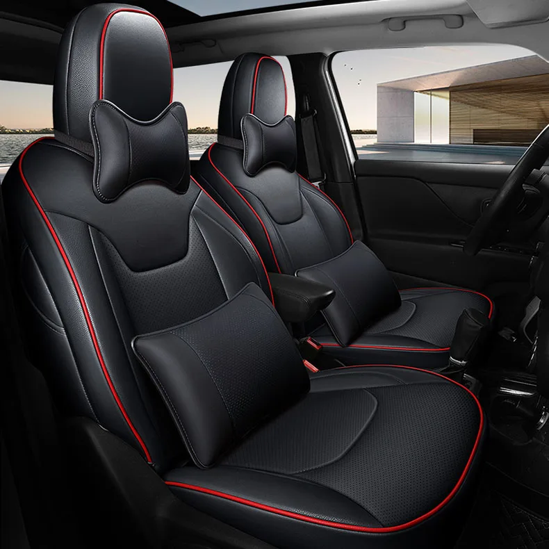 BLACK LUX Чехлы для автомобильных сидений кожаный чехол для Jeep Grand Cherokee Commander Wrangler JK ренегатский Чероки компас Patriot автомобильные аксессуары - Название цвета: BLACK LUX
