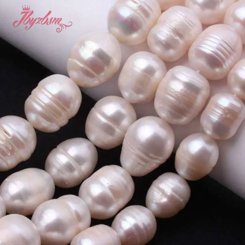 

9-10,12-14mm Oval White Freshwater Pearl Beads Natural Stone Beads For DIY Necklace Bracelets Jewelry Making 15" Free Shipping