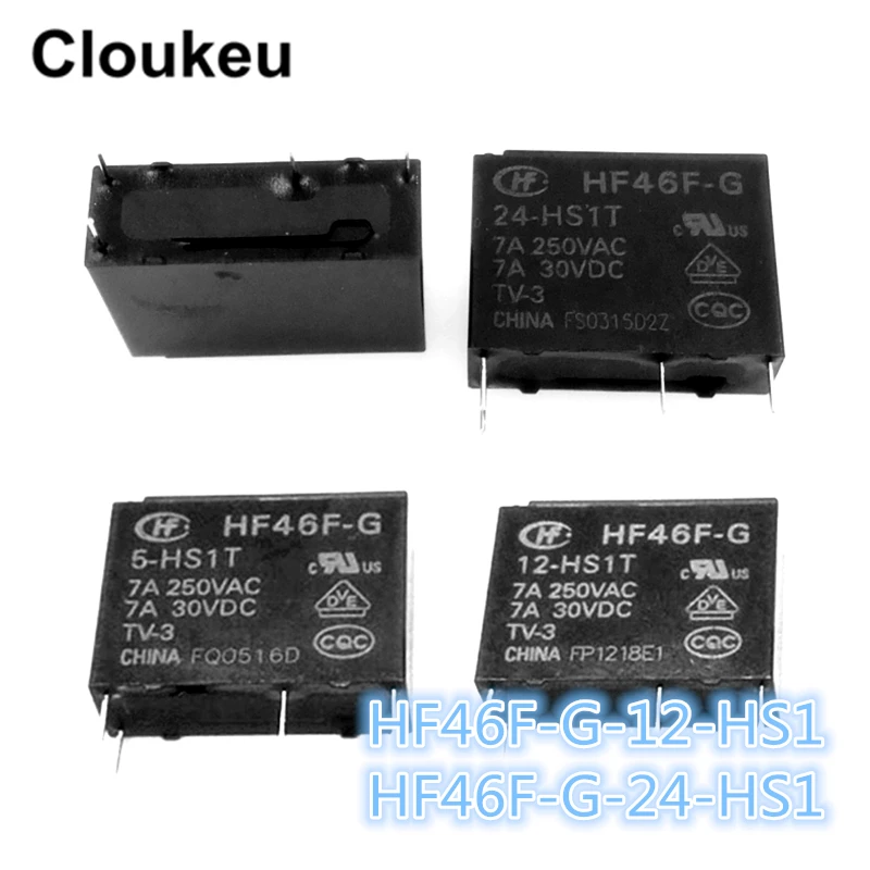 

Реле 100Pcs DIP4 HF46F-G-005-HS1 HF46F-G-012-HS1 5V 12V 24V 7A