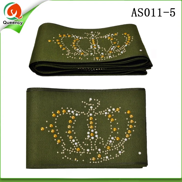 army green Африканский женский головной убор с короной камни многоцветные для невесты и вечерние один кусок/упаковка 8,6 м AS011 - Цвет: army green