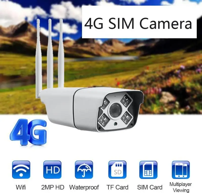 4G 3g sim-карта ip-камера Wifi беспроводная наружная H.264 2mp пуля Водонепроницаемая cctv