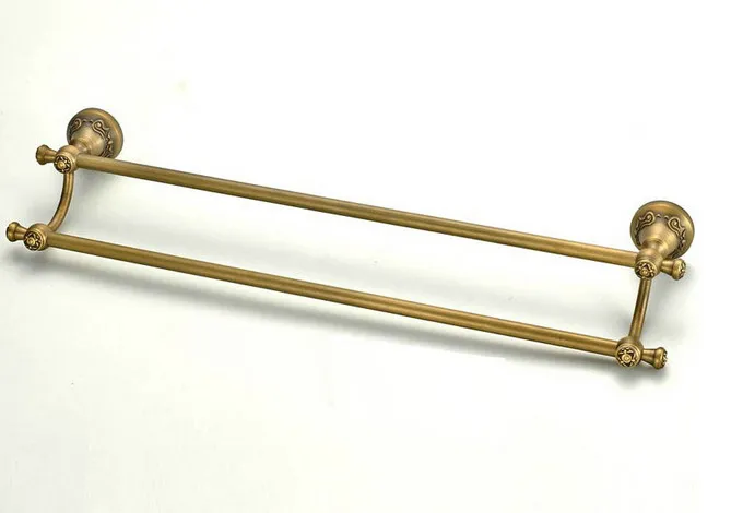Настенный винтажный Ретро античный латунный двойной держатель для полотенец