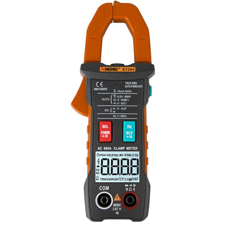 Оранжевый ST204 Ammeter 4000 counts Intelligent Auto Range Digital Clamp Meter AC/DC Current Multimeter Pliers Voltmeter meter HR - Цвет: Оранжевый