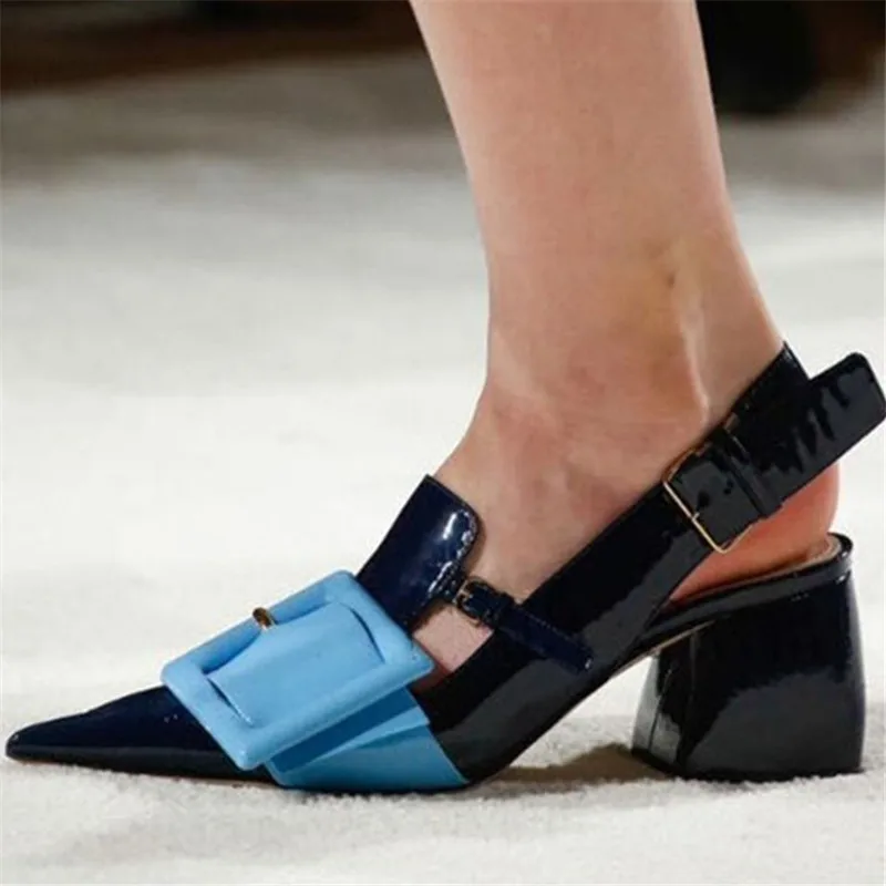 Женская обувь в европейском стиле на Высоком толстом каблуке с острым носком