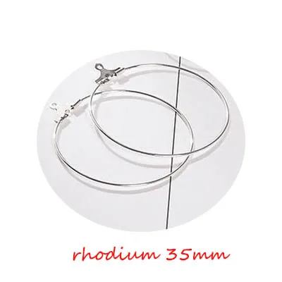 Rhodium 20 штук 30/35 мм большой круглый обод кольцо серьги, модные ювелирные изделия, женские сплав Earwire крючки для вязания крючком Diy серьги компонент ювелирных изделий Материал - Цвет: Rhodium