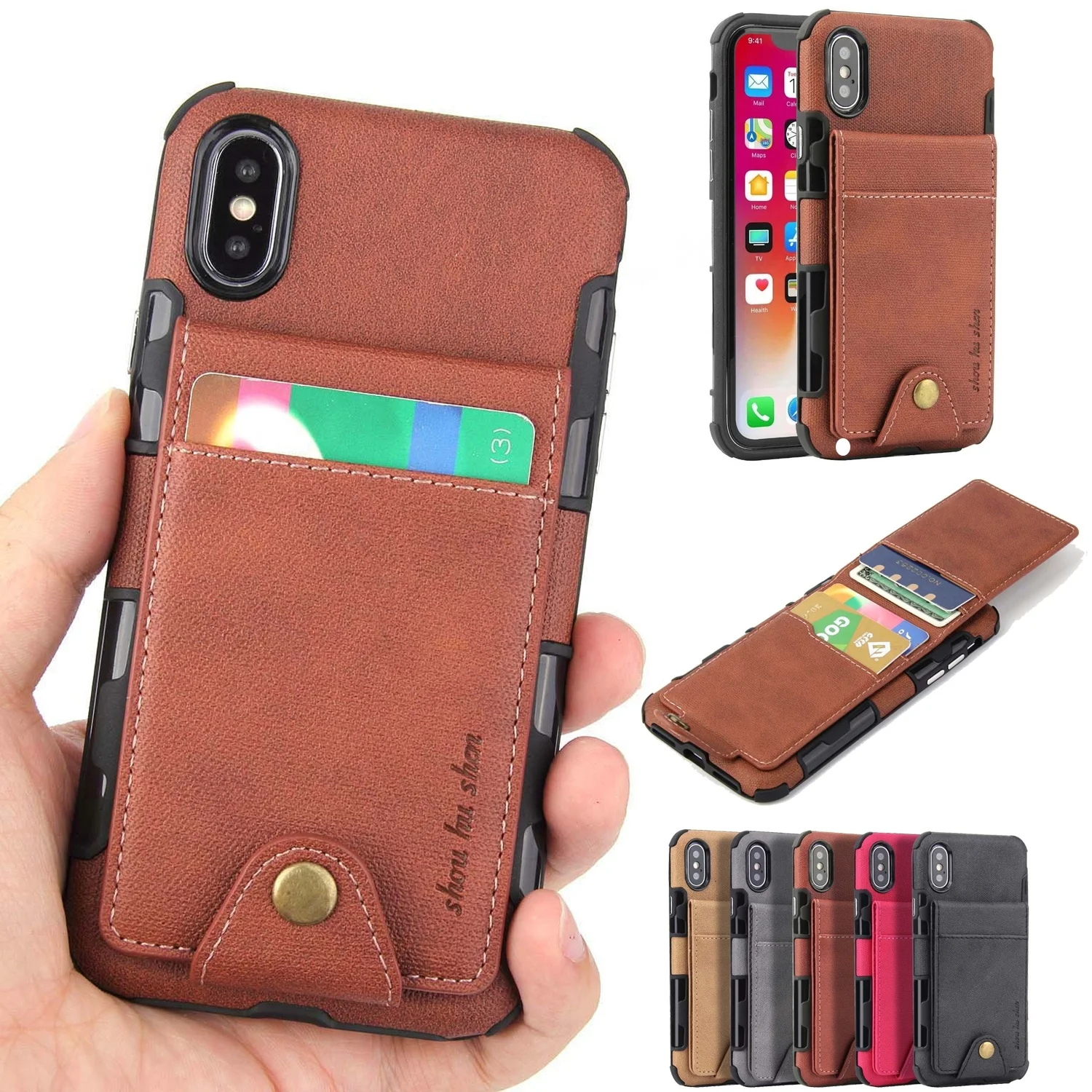 Business Canvas Cloth Pattern Wallet with Card Slots Retro Case For iphone XR XS Max Plus X 10 7 8 plus 6s 6 |