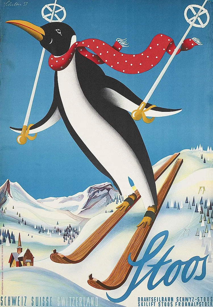 От St Moritz до Chamonix Классическая Настенная Наклейка для катания на лыжах холст