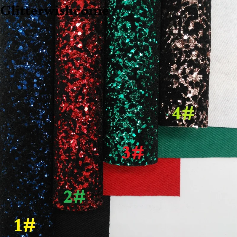 Glitterwishcome 21X29 см A4 размер винил для Луки, флокирование с эффектом блестящей кожи Ткань Винил для луков, GM148A
