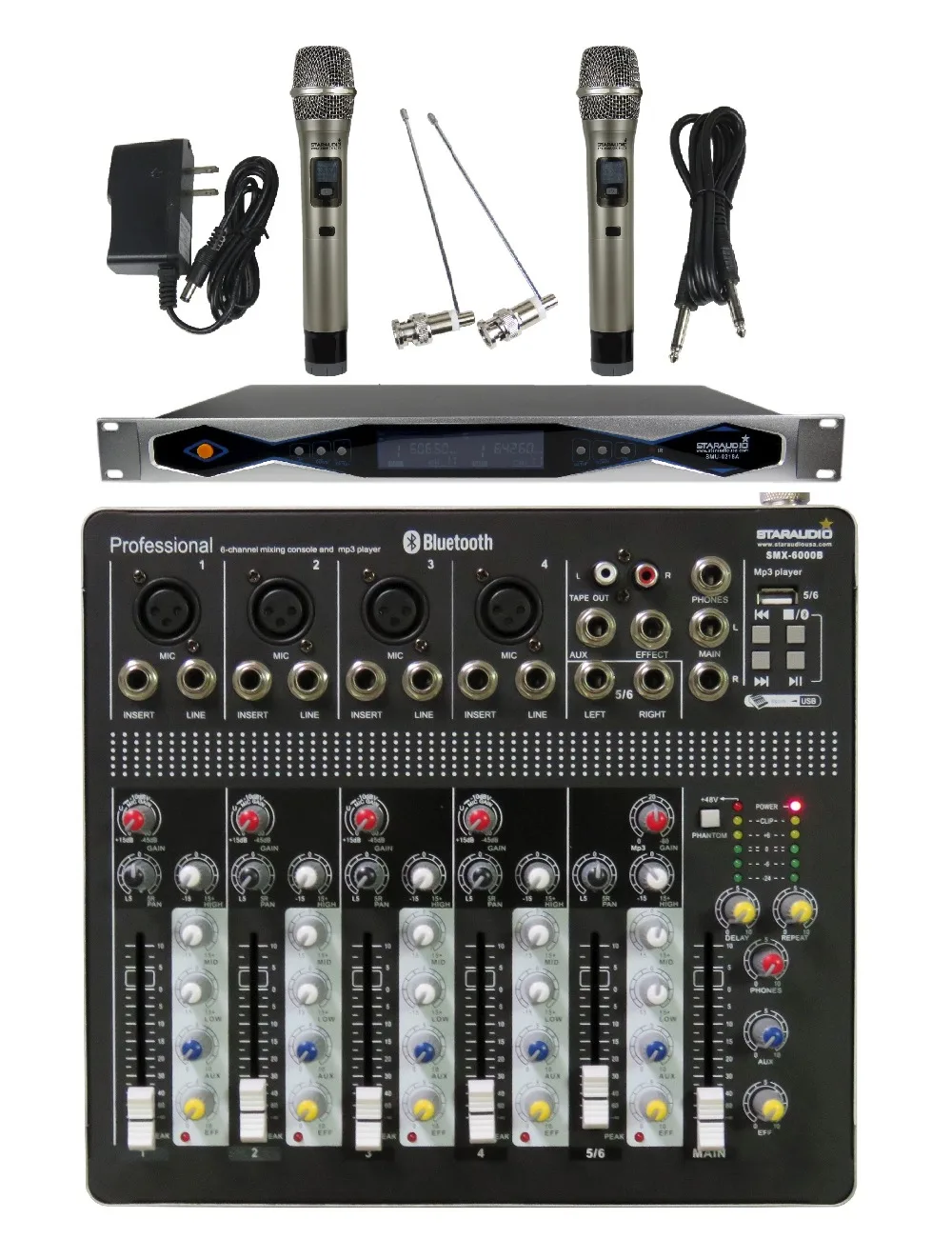 STARAUDIO Pro Stage DJ Club KTV 6 канальный миксер микшерный пульт с 2CH UHF Беспроводной ИК ручной