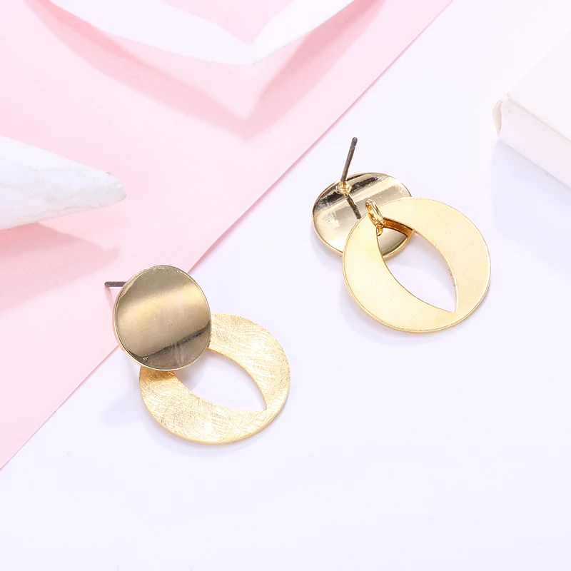HONGYE Gold Earrings Fashion Jewelry Alloy Material Oval Hollow Out Drop Dangling for women Vintage Brincos | Украшения и