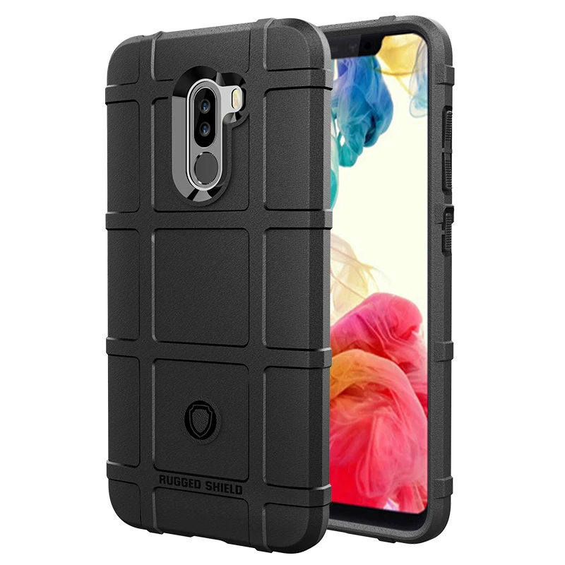 Dulcii for Xiaomi Pocophone F1 cover Armor Anti-shock Square Grid Texture Soft TPU Cover F1/Poco case |