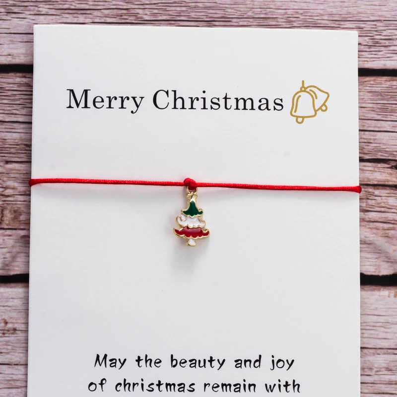 Wish Card Merry Рождество браслеты с деревом для женщин друг подарок на день рождения