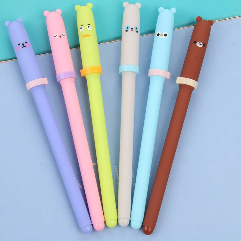 0.38mm Cute Kawaii Plastic Gel Pen Cartoon Bear Canetas Neutral Pens For Writing Kids Gift School Supplies Korean Stationery |