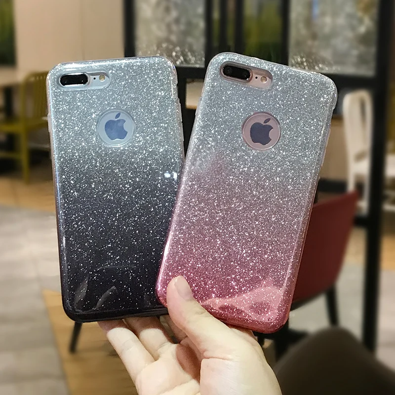 Блестящий чехол для iphone X XS 11 Pro MAX XR 10 7 8 Plus 6s 6 7Plus градиентные цвета Мягкий ТПУ силиконовый прозрачный чехол