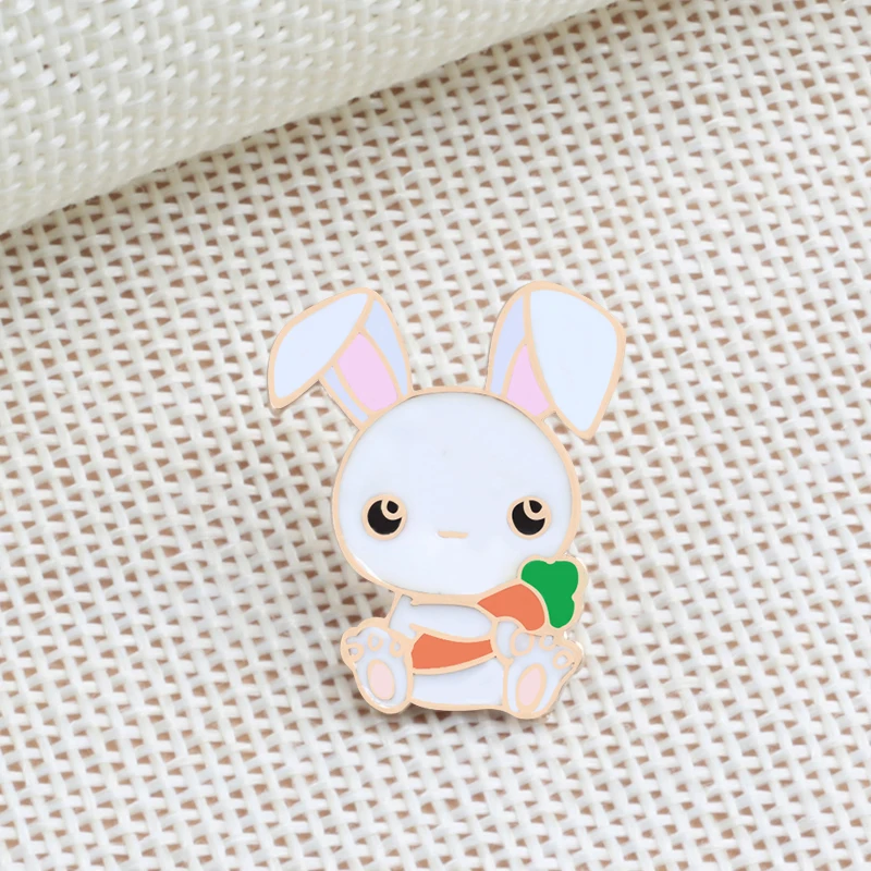 Розовая брошь кавайная Радужная эмалированная булавка для зонта кролика утки