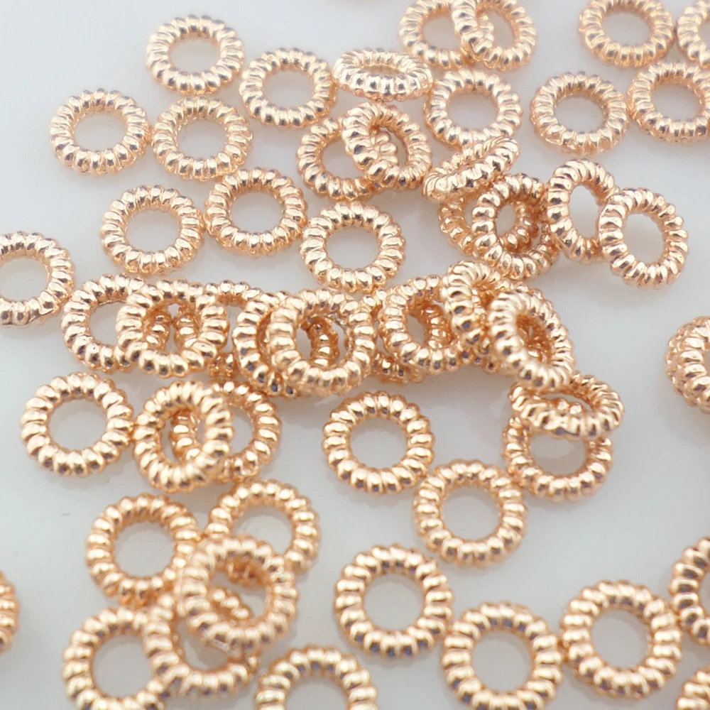 

200pcs Alloy Rose Gold Small Round Rings Loose Charm Spacer Beads 4mm Jewelry Findings