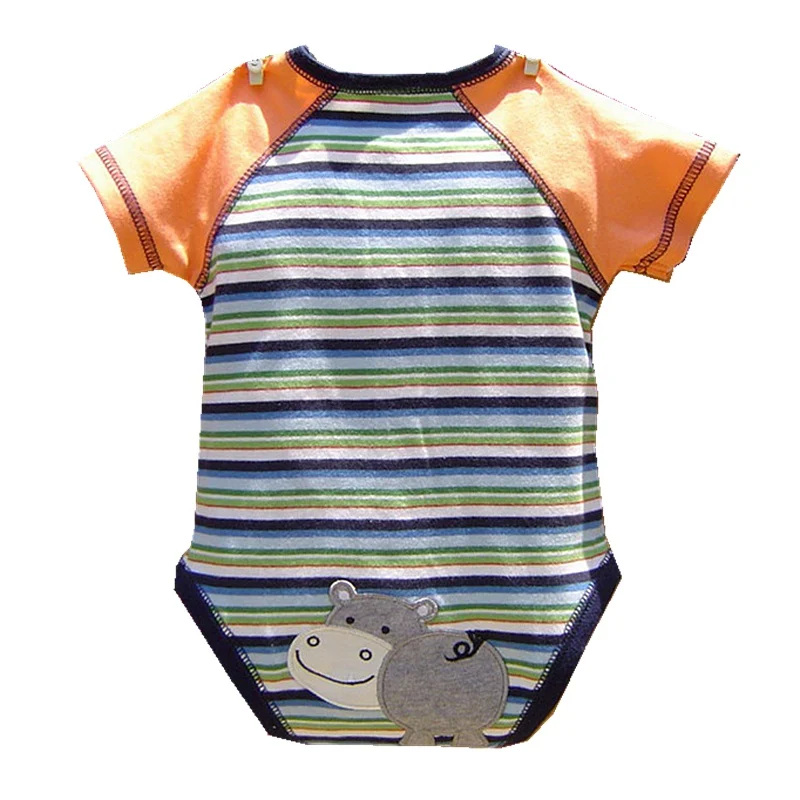 Лето 2017 Симпатичные Бегемот Одежда для новорожденных малышей в полоску Детские