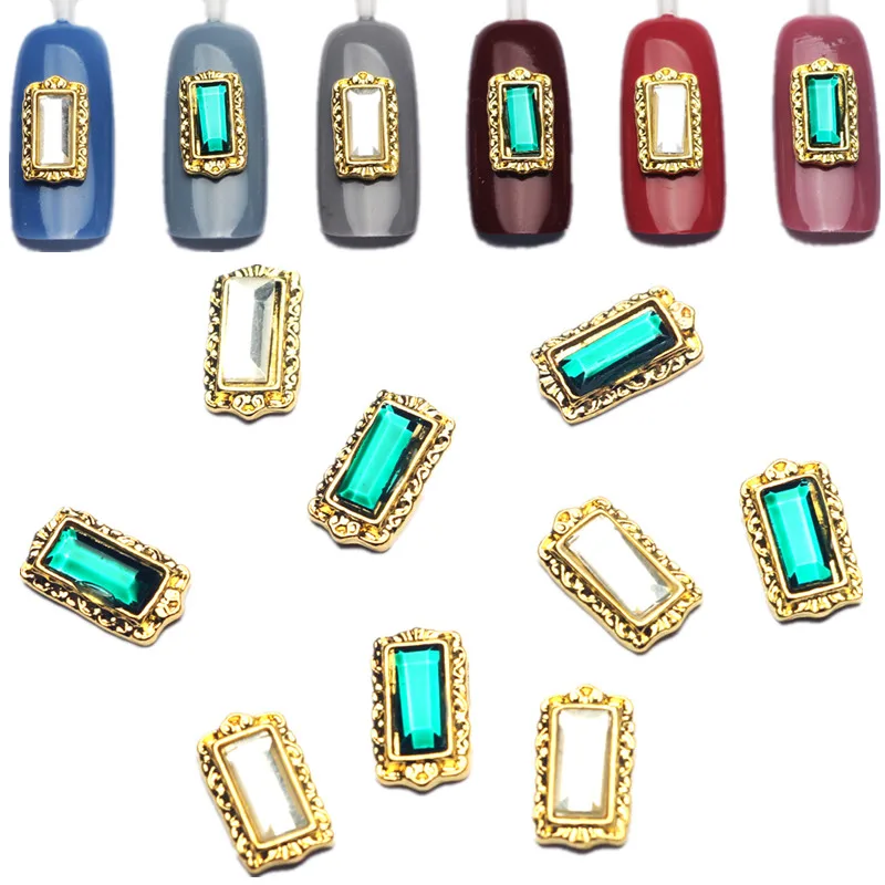 20 шт. DIY Nail Талисманы позолоченный дно прямоугольные камни ногтей Стразы Красота