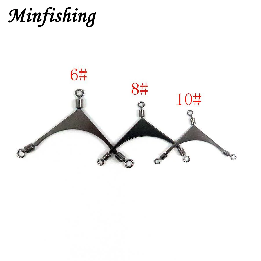 Minfishing 10 PCS American Fishing Rolling Swivel 3 way Stainless Steel Connector swivels fishing tackle | Спорт и развлечения