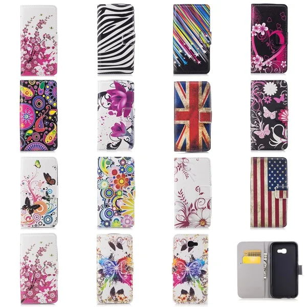 Флаг США Великобритания бабочка цветок сливы мультфильм шаблон Кожаный чехол