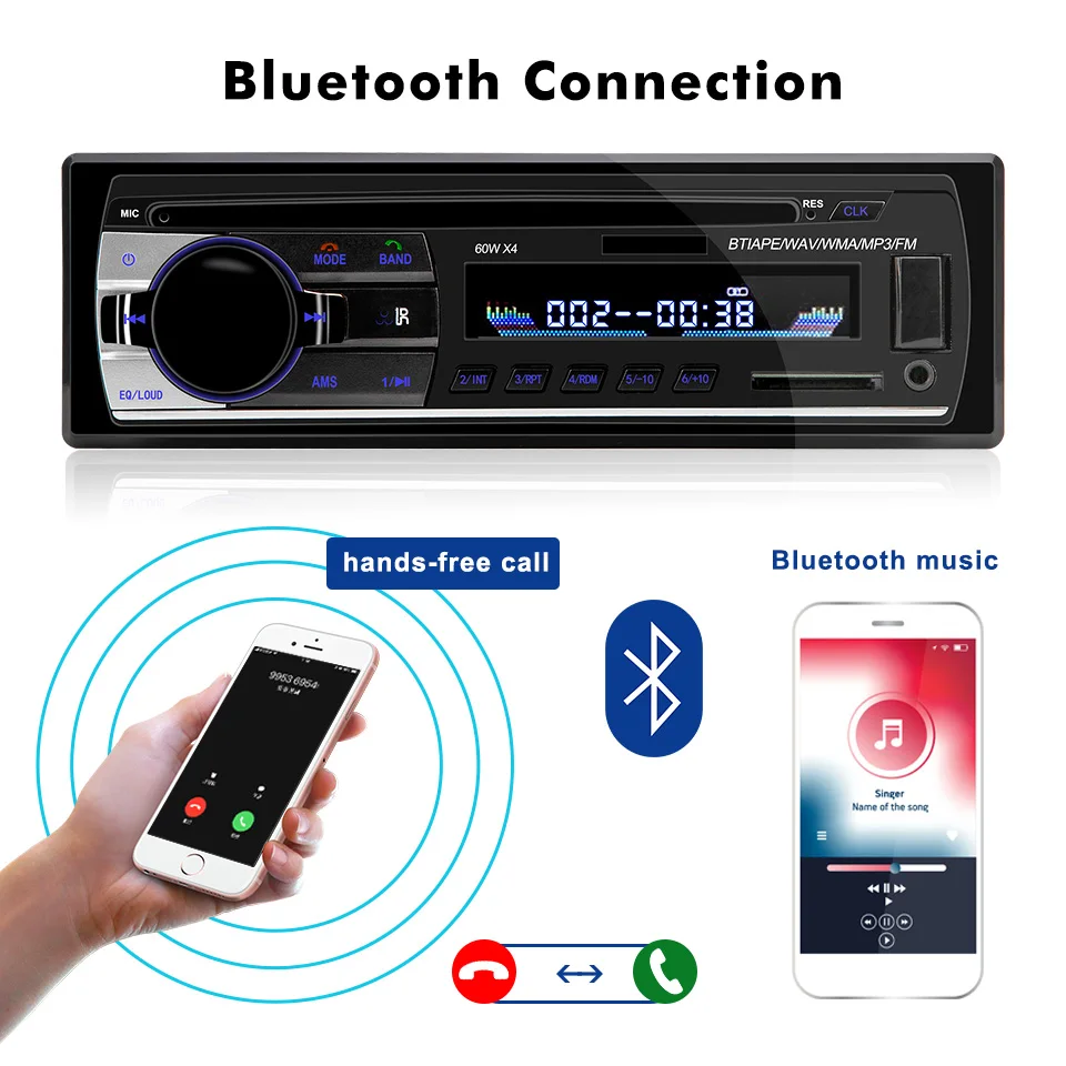 1 Din 12 в Bluetooth 2,0 Авто Стерео Авторадио автомобиля радио с пультом дистанционного управления в-тире FM радио Aux SD USB MP3 Аудио плееры для автомобиля
