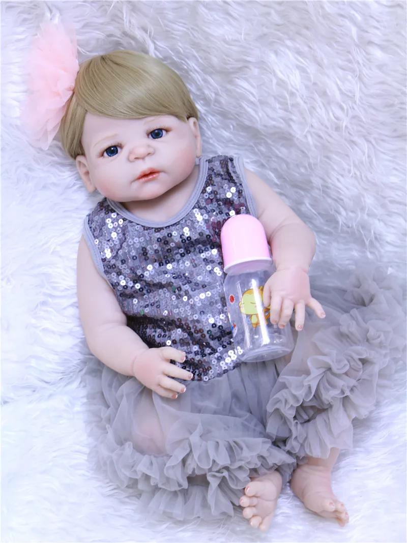 Новинка 22 &quotреалистичное Силиконовое платье для новорожденных девочек серое с