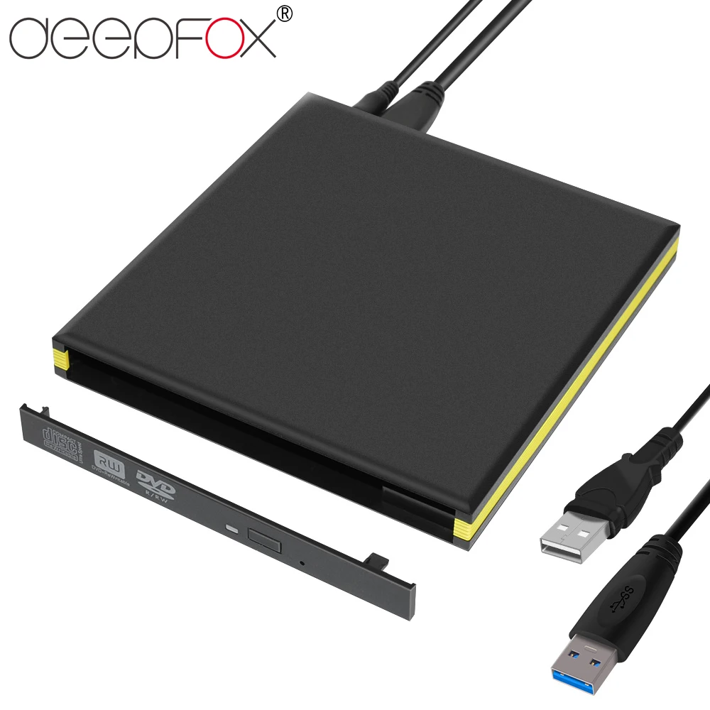 Внешний корпус DeepFox для CD/DVD RW USB 3 0 чехол 12 7 мм SATA оптического привода ноутбука без