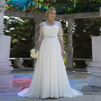 2022 lace wedding dresses for women chiffon vestido de noiva bride dress new arrival belt beading zip back bridal dresses
