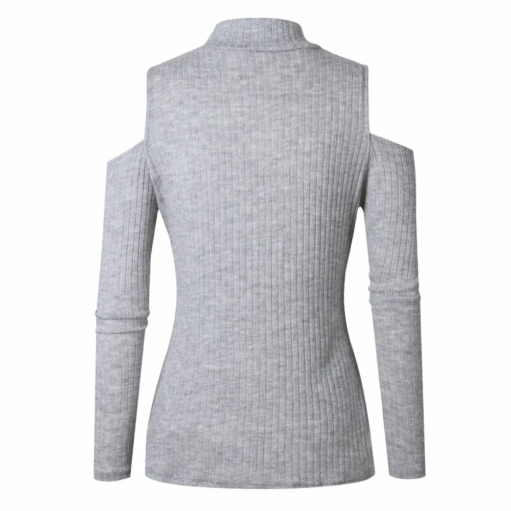 Xinyuwei Для женщин с длинным рукавом плеча Свитер воротником тонкий пуловер свитер