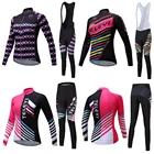 Женская осенне-Весенняя велосипедная одежда с длинным рукавом, Женский комплект из нагрудников и брюк 2022, комплект одежды для велоспорта, велосипедная Джерси, униформа для горного велосипеда, кожаный костюм